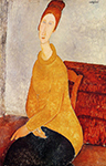 Amedeo Modigliani Yellow Sweater (also known as Portrait of Jeanne Hebuterne) - 1919 oil painting reproduction
