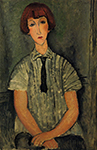 Amedeo Modigliani Young Girl in a Striped Blouse - 1917 oil painting reproduction