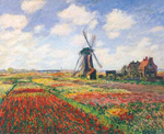 Claude Monet Tulip Fields with the Rijnsburg Windmill oil painting reproduction