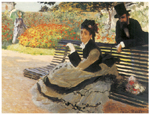 Claude Monet Madame Monet on a Garden Bench oil painting reproduction