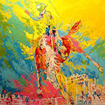 Leroy Neiman Bucking Bronco oil painting reproduction