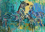 Leroy Neiman Zebra Family oil painting reproduction
