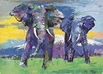 Leroy Neiman Kilimanjaro Bulls oil painting reproduction