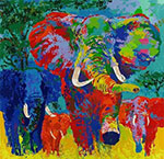 Leroy Neiman Elephant Charge oil painting reproduction
