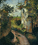 Camille Pissarro A Peasant in the Lane at the Hermitage, Pontoise, 1876 oil painting reproduction