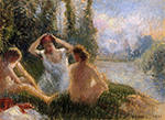 Camille Pissarro Bathers Seated on the Banks of a River, 1901 oil painting reproduction