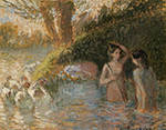 Camille Pissarro Bathing Goose Maidens oil painting reproduction