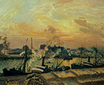 Camille Pissarro Boats, Sunset, Rouen, 1898 oil painting reproduction