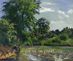 Camille Pissarro Ducks on the Pond at Montfoucault, 1874 oil painting reproduction