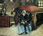 Camille Pissarro Elderly Woman Mending Old Clothes, Moret, 1902 oil painting reproduction