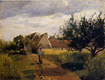Camille Pissarro Entering a Village, 1863 oil painting reproduction