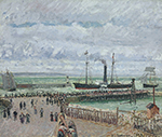 Camille Pissarro Entering to the Port of Havre, View on the Western Breakwater, Grey Weather, 1903 oil painting reproduction