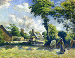 Camille Pissarro Landscape at Melleray, Woman Carrying Water to Horses, 1881 oil painting reproduction