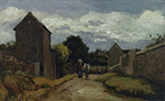 Camille Pissarro Male and Female Peasants on a Path Crossing the Countryside, 1863-65 oil painting reproduction
