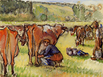 Camille Pissarro Milking Cows oil painting reproduction