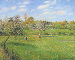 Camille Pissarro Morning, Spring, Grey Weather, Eragny, 1800 oil painting reproduction