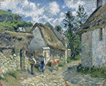 Camille Pissarro Paved Street at Valhermeil, Auvers-sur-Oise, the Cabins and the Cow, 1880 oil painting reproduction