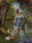 Camille Pissarro Peasant Crossing a Stream, 1894 oil painting reproduction