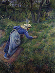 Camille Pissarro Peasant Gathering Grass, 1881 oil painting reproduction