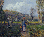 Camille Pissarro Peasant Woman and Child Harvesting the Fields, Pontoise, 1882 oil painting reproduction