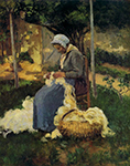 Camille Pissarro Peasant Woman Carding Wool, 1875 oil painting reproduction