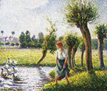 Camille Pissarro Peasant Woman Watching the Geese, 1890 oil painting reproduction