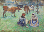 Camille Pissarro Peasant Women Looking for the Cows, 1886 oil painting reproduction