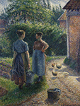 Camille Pissarro Peasants Chatting in the Farmyard, Eragny, 1895-02 oil painting reproduction