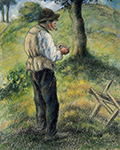 Camille Pissarro Pere Melon Lighting His Pipe, 1880 oil painting reproduction