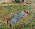 Camille Pissarro Resting, Peasant Girl Lying on the Grass, Pontoise, 1882 oil painting reproduction