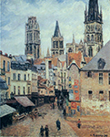 Camille Pissarro Rue de l'Eppicerie, Rouen - Morning, Grey Weather, 1898 oil painting reproduction