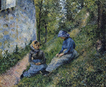 Camille Pissarro Seated Peasants, Sewing, 1881 oil painting reproduction