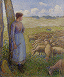 Camille Pissarro Shepherdess and Sheep, 1887 oil painting reproduction