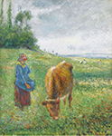 Camille Pissarro Shepherdess with a Cow, Cote des Grouettes, Pontoise, 1882 oil painting reproduction