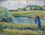 Camille Pissarro Strolling near the Water, Pontoise, 1877 oil painting reproduction