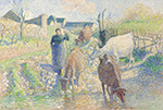 Camille Pissarro The Cows Watering, Osny, 1886 oil painting reproduction