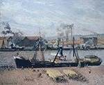 Camille Pissarro The Port of Rouen - Unloading Wood, 1898 oil painting reproduction