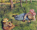 Camille Pissarro The Snack, Child and Young Peasant at Rest, 1882 oil painting reproduction