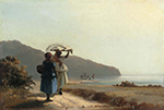 Camille Pissarro Two Women Chatting by the Sea, St. Thomas, 1856 oil painting reproduction