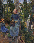 Camille Pissarro Two Young Peasants Chatting under the Trees, 1881 oil painting reproduction