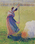 Camille Pissarro Woman Burning Wood, 1890 oil painting reproduction