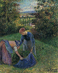 Camille Pissarro Women Gathering Grass, 1883 oil painting reproduction