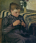Camille Pissarro Young Girl Mending Her Stockings, 1895 oil painting reproduction