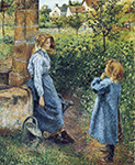 Camille Pissarro Young Woman and Child at the Well, 1882 oil painting reproduction