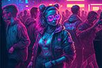 Cyberpunk Party 4 painting for sale