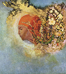 Odilon Redon Head with Flowers, 1907 oil painting reproduction