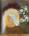 Odilon Redon Profile and Flowers, 1912 oil painting reproduction