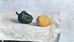 Odilon Redon Pepper and Lemon on a White Tablecloth, 1901 oil painting reproduction