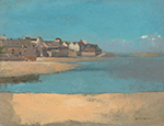 Odilon Redon Village by the Sea in Brittany, 1880 oil painting reproduction
