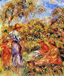Pierre-Auguste Renoir Three Women and Child in a Landscape, 1918 oil painting reproduction